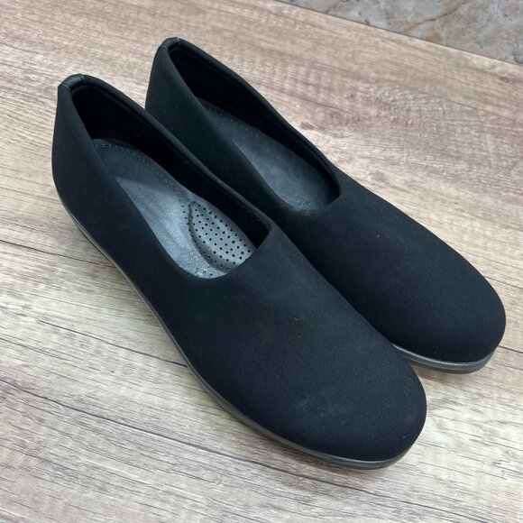 SAS Bliss Womens Shoes Size 7.5 Wide Comfort Black Wedge Slip On Made In USA - Picture 5 of 10